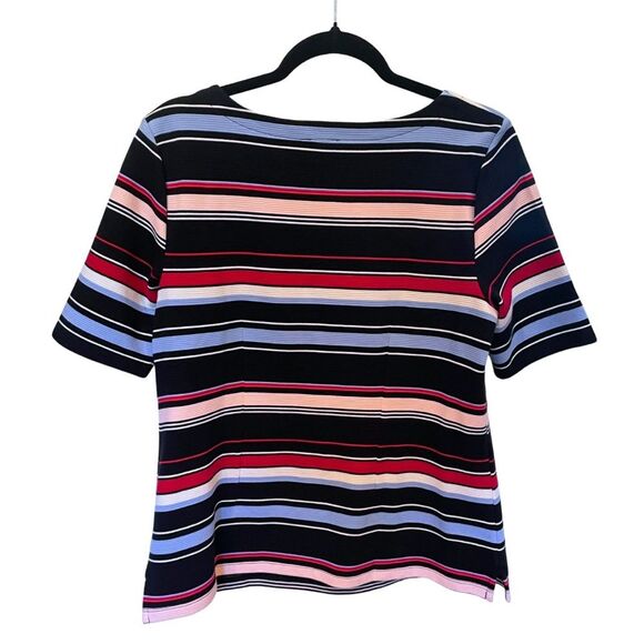 Talbots Women's Striped Top - Black, Red, Blue - Picture 2 of 7